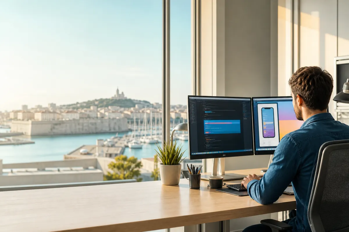 Développement web Marseille — studio travaillant sur un site Next.js performant